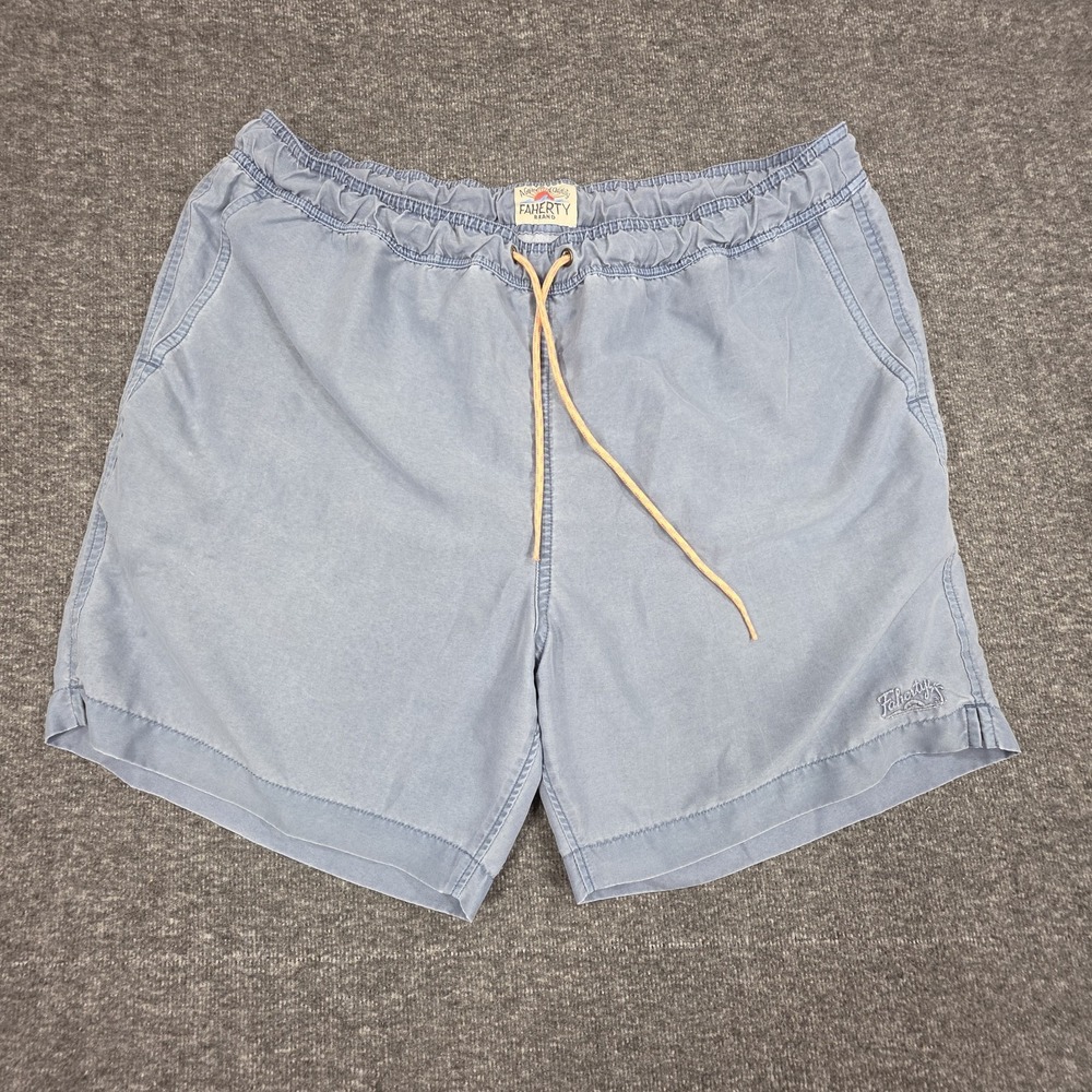 Faherty Sunwashed Sea Salt Blue Swim Trunk Shorts Mens Size L Swimming Surfing
